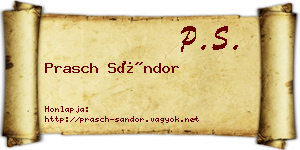 Prasch Sándor névjegykártya